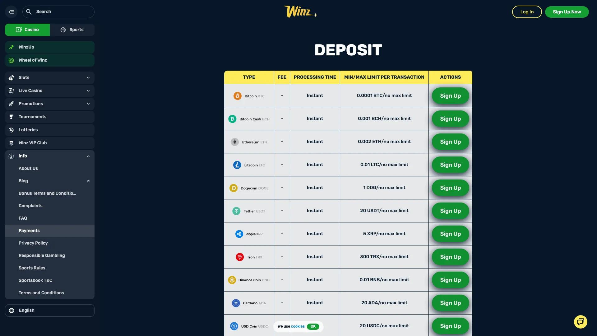 winz casino payments may 2026