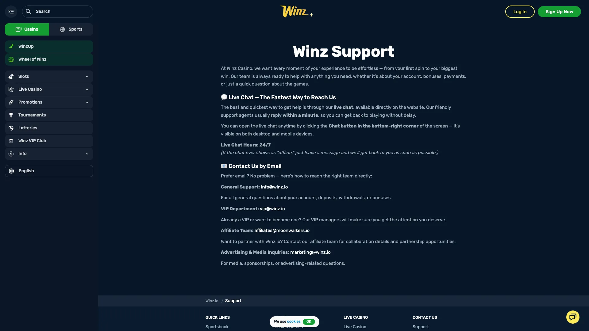 winz casino support may 2026